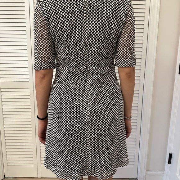 Zara Jacquard Dress in navy and ecru size S.  New with tags - Picture 3 of 4